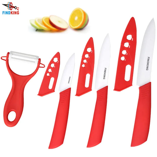 Findking Ceramic kitchen knife set 3/4/5" inch with Peeler and covers