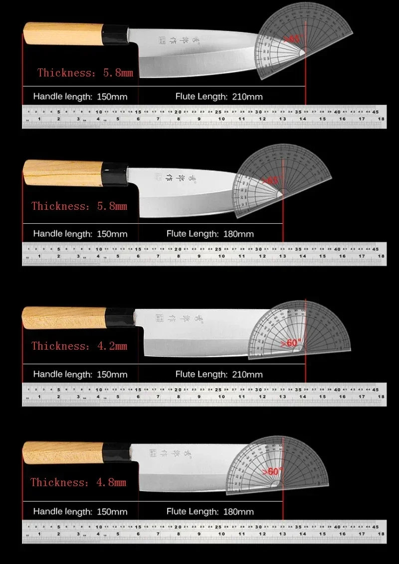 Masterful Japanese Sushi and Sashimi Knife Set with Maple Handles