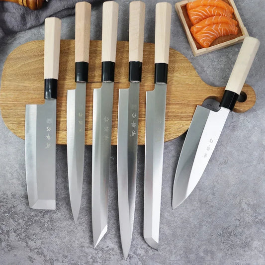 Masterful Japanese Sushi and Sashimi Knife Set with Maple Handles